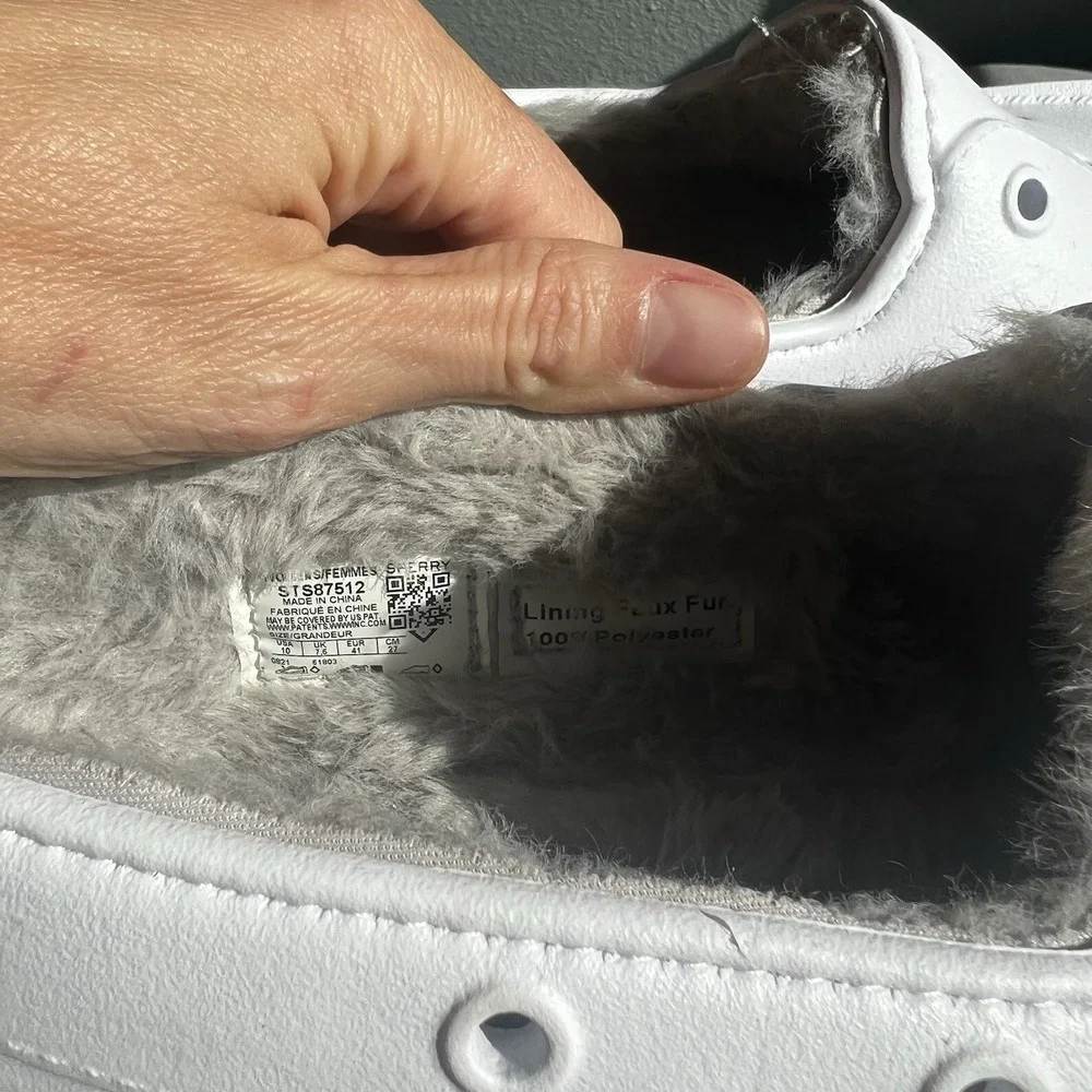 Sperry Top Sider  Float Fur Lined White/Grey Boat Shoes ‎ Size 8